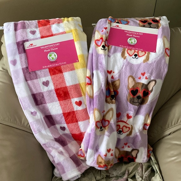 Bundle 2 NWT Valentines Day plush throws - Picture 1 of 11